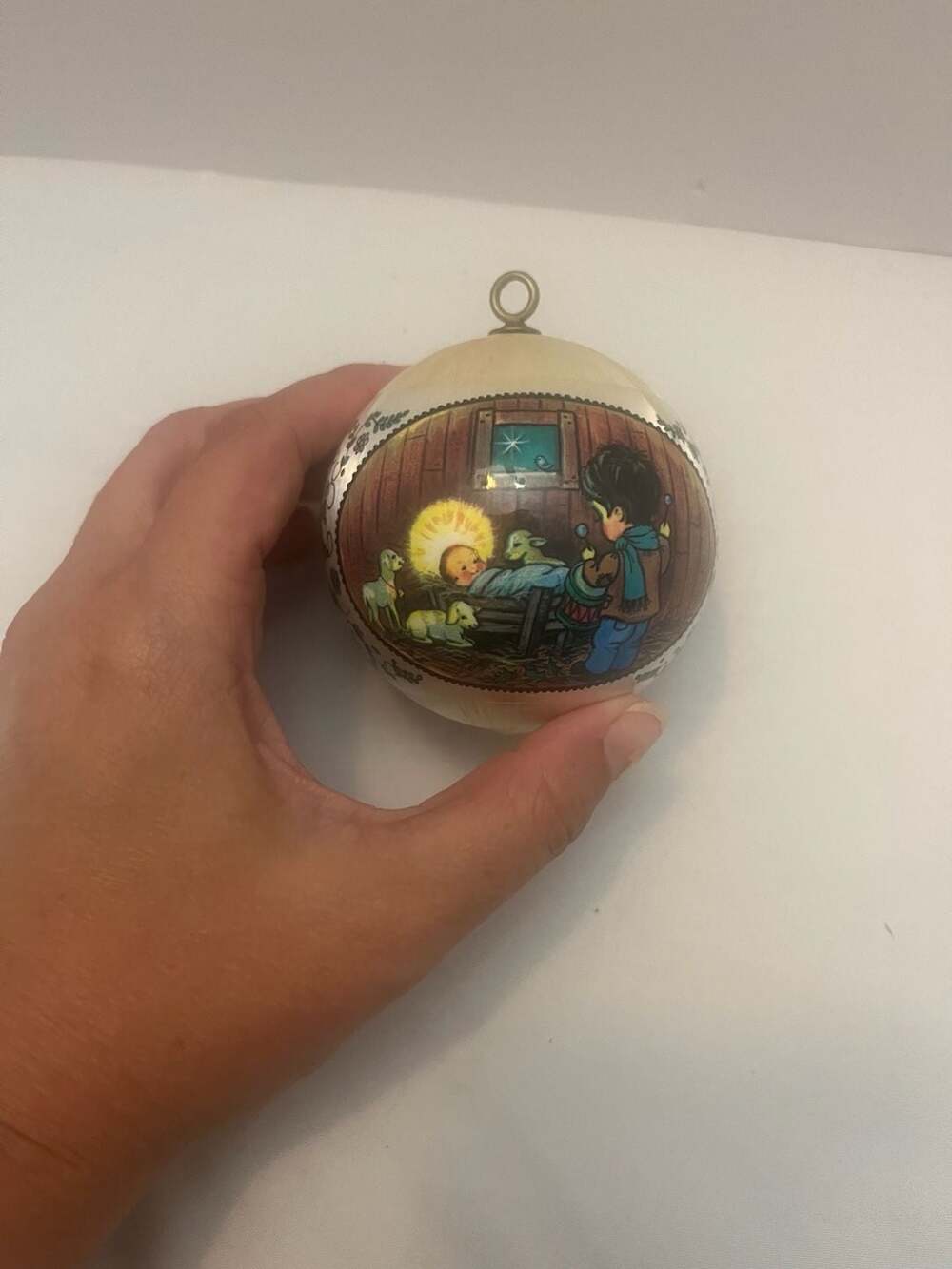 Hummelwerk Vintage Satin Ball Christmas Ornament Manger Scene Little Drummer Boy